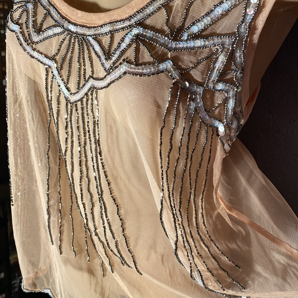 MODCLOTH - NWT - tank: rose gold sheer w beads / sequins ‘Frock Shop’ - L - Picture 11 of 16